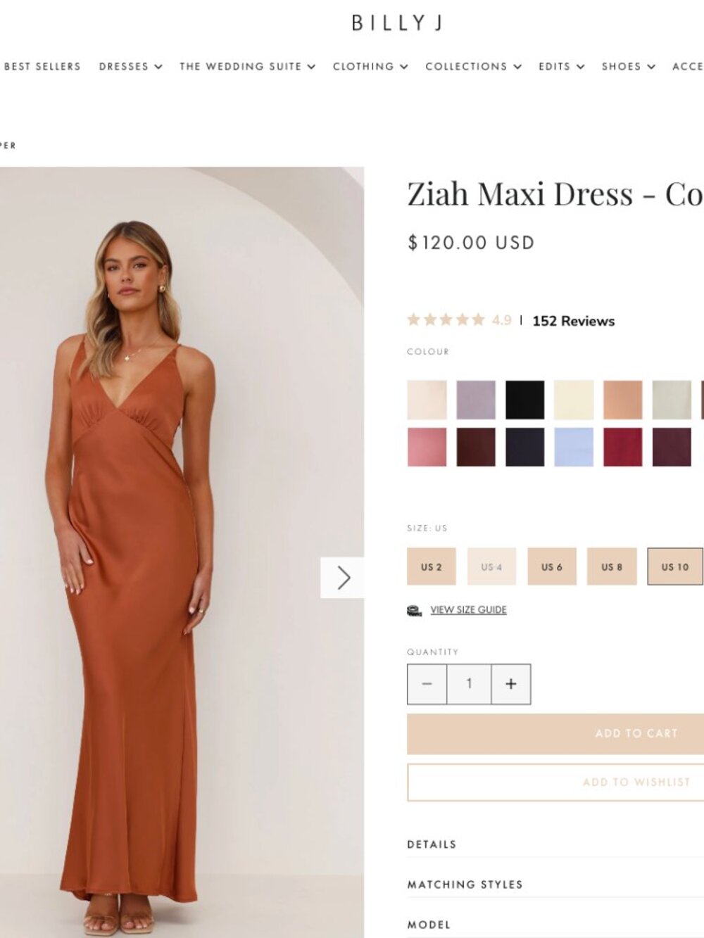 Billy J Boutique Ziah Maxi Dress Copper Size 10 NWT Wedding Guest Formal